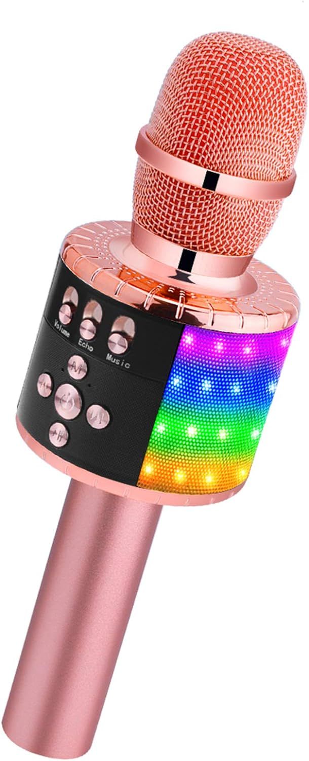 BONAOK Wireless Bluetooth Karaoke Microphone with Controllable LED Lights, Portable Handheld Kara... | Amazon (US)