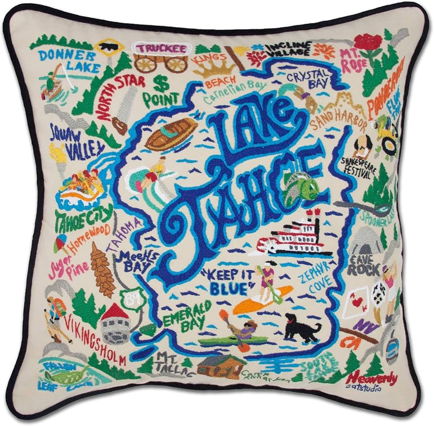 Catstudio Lake Tahoe Hand Embroidered Decorative Throw Pillow | Amazon (US)