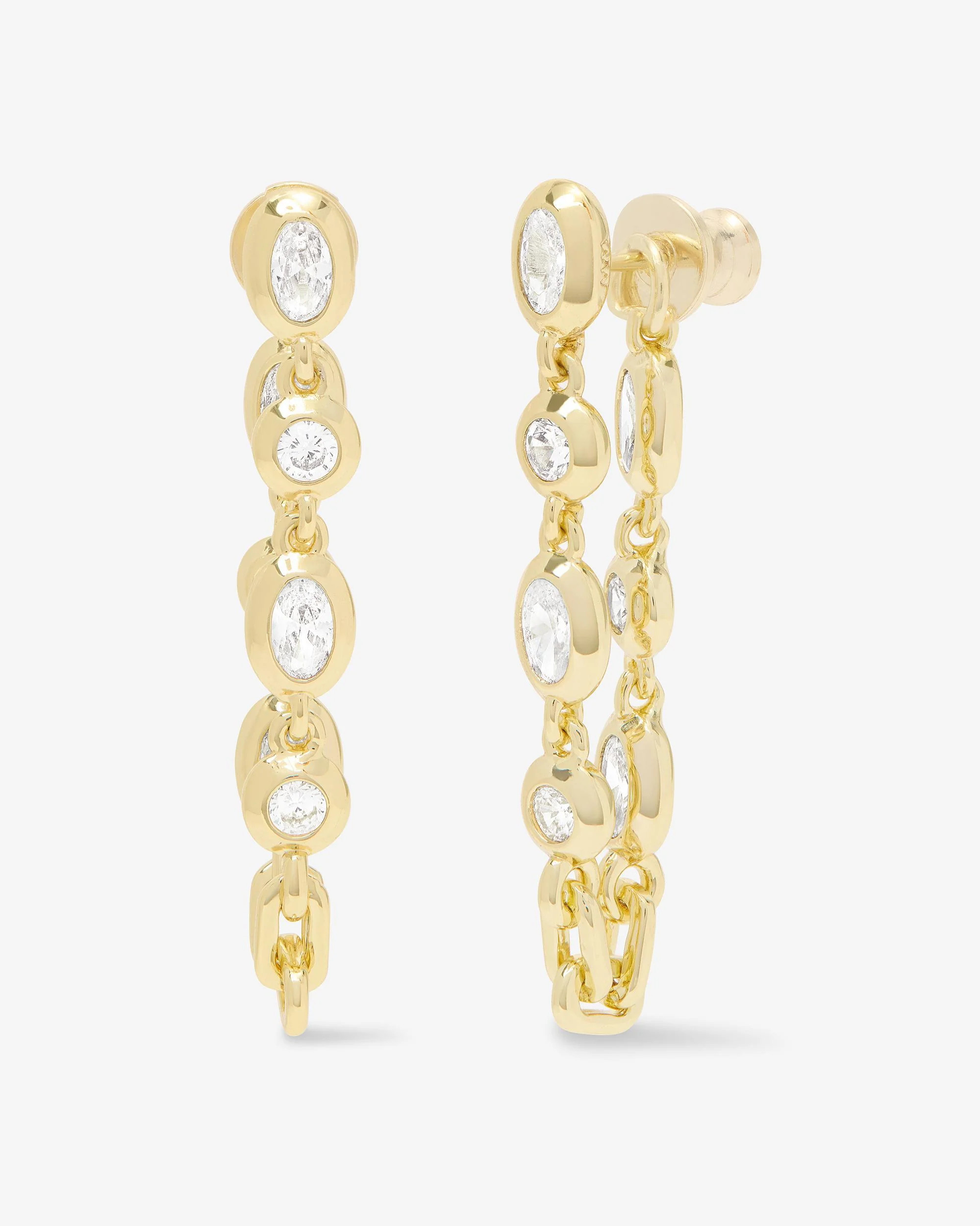 She's A Boss Soft Hoops - Gold|White Diamondettes | Melinda Maria Jewelry