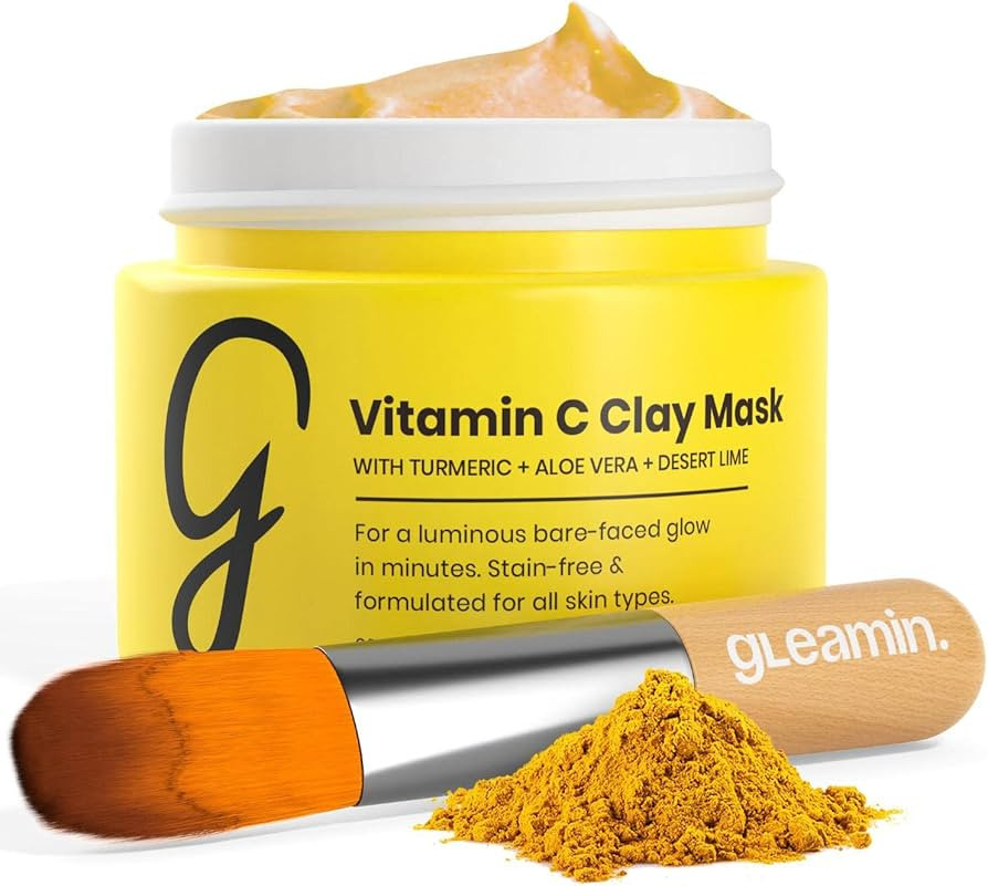 Gleamin Vitamin C Clay Mask for Dark Spots - Turmeric Face Mask - Clay Face Mask Skin Care, Deep Cle | Amazon (US)