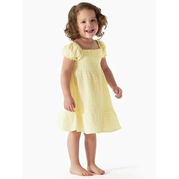 Modern Moments by Gerber Toddler Girl Puff Sleeve Gauze Dress, Sizes 12M-5T | Walmart (US)