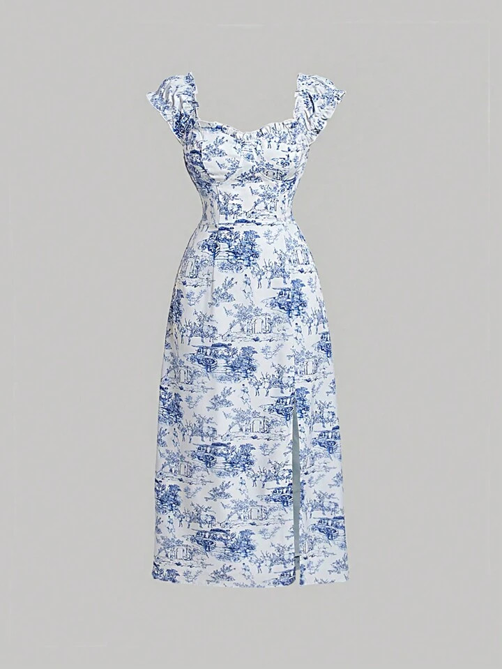 SHEIN MOD Floral Print Split Thigh Dress | SHEIN