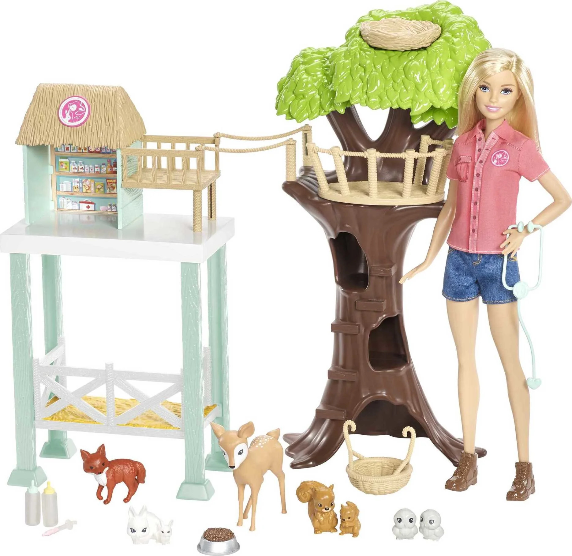 Barbie Animal Rescuer Doll Woodland Forest Rescue Care Center Shelter & Playset | Walmart (US)
