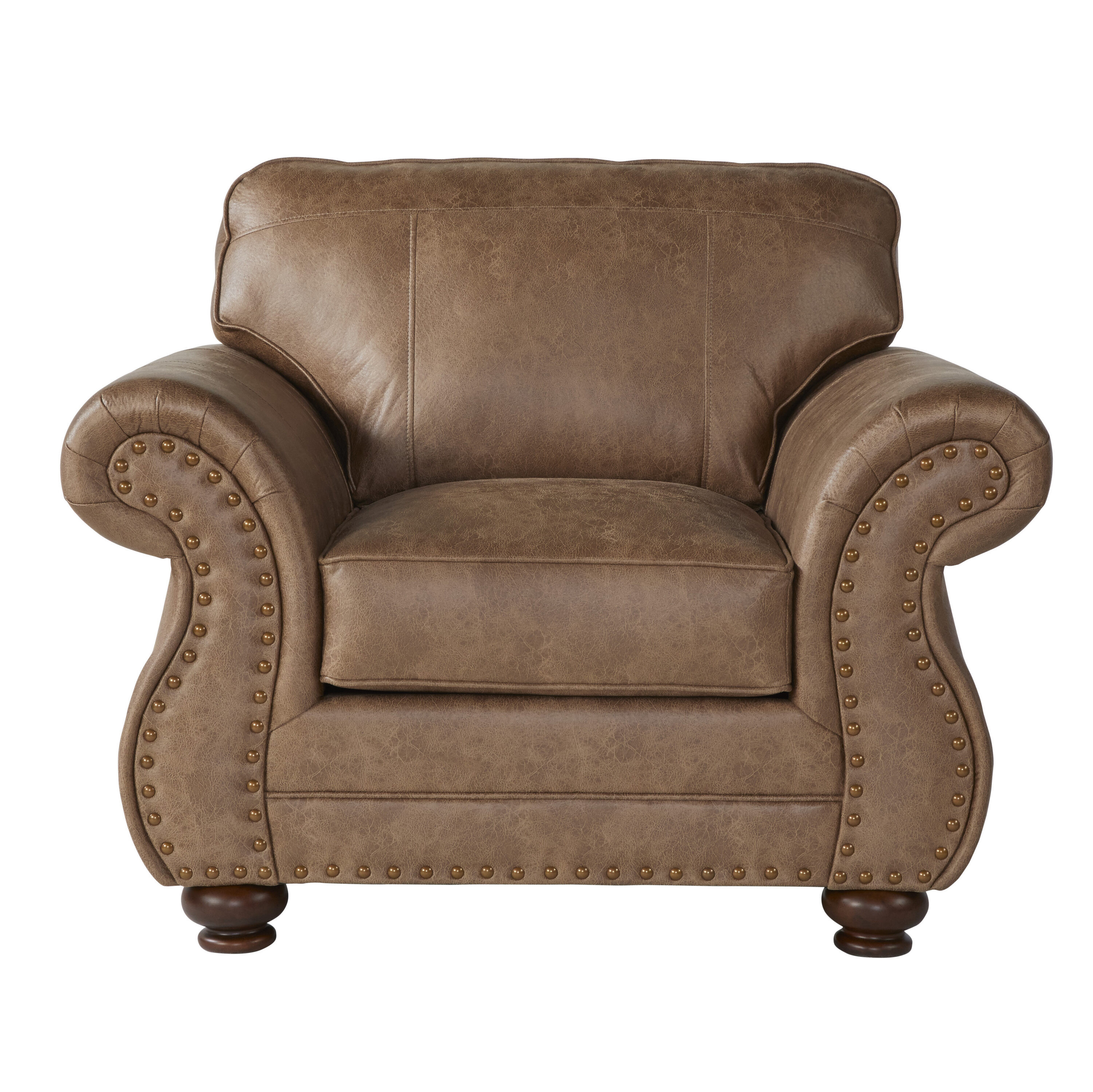 Roundhill Furniture Leinster 47-in W Casual Ginger Brown Faux leather Accent Armchair one_size | LHU1740C-JG | Lowe's