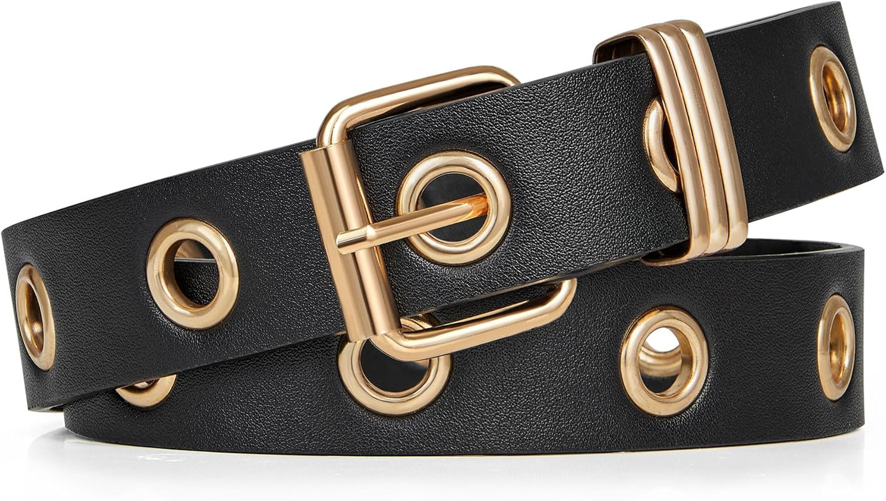 FIORETTO Grommet Leather Belt with Detachable Chain Women Men Punk Rock Waist Belts for Jeans Pan... | Amazon (US)