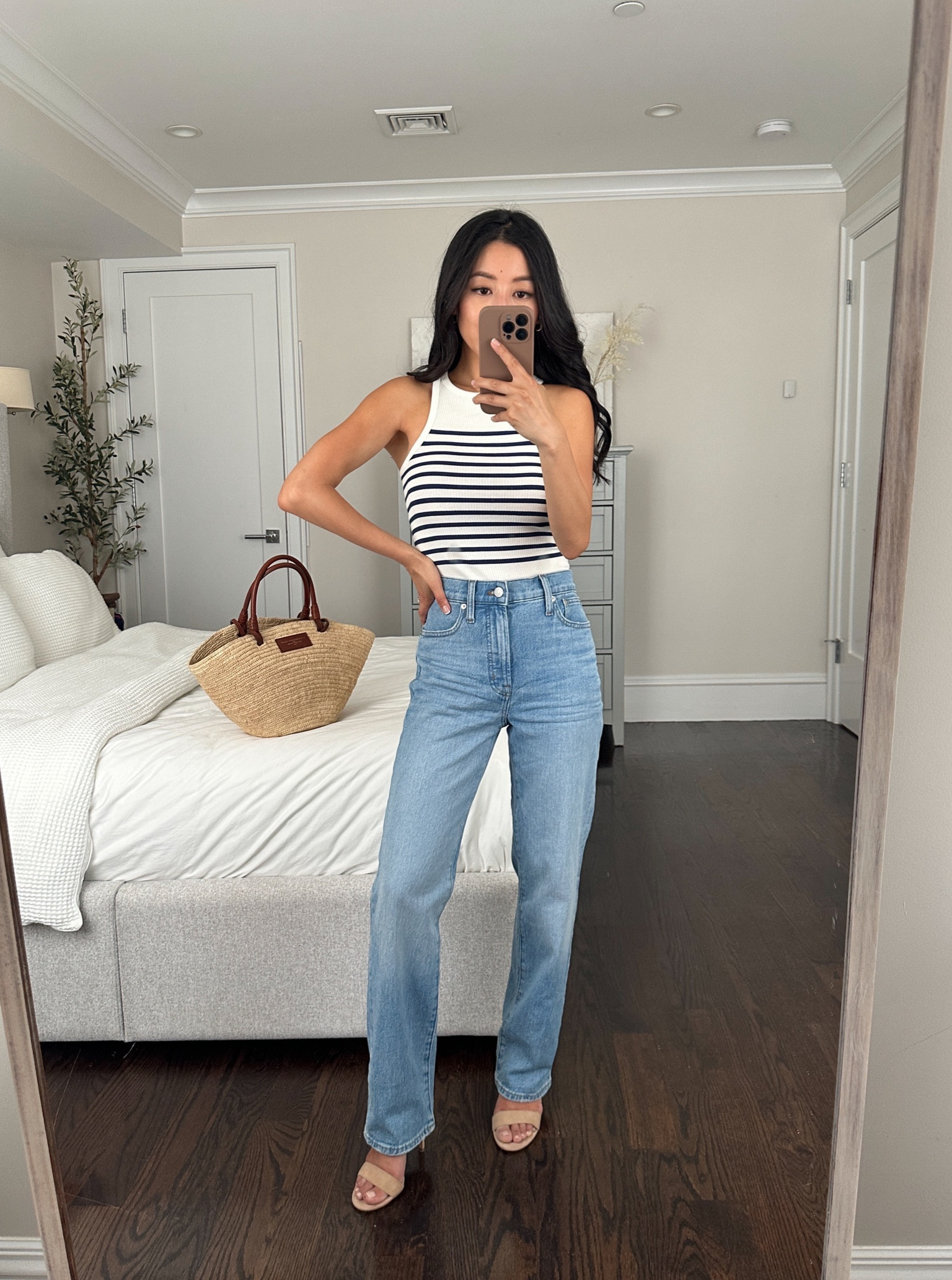 Update! The Levi straight jeans also linked actually fit so similarly and are at a great price!

• flattering Madewell perfect vintage straight jeans sz 23 (size down) . This is how the full length regular looks on me (petite wasn’t available when I ordered). 

Debating whether to keep them this length or shorten! See my other LTK for how they look shortened 

• JCrew tank xxs. Also got and love the black with white trim one linked!

•Madewell jeans - size down from your usual size (I’m wearing a 23). I ordered regular kength

•Sezane basket bag 

• old Ann Taylor sandals 

#petite medium blue jeans summer casual outfit 

#LTKstyletip #LTKFind #LTKSeasonal
