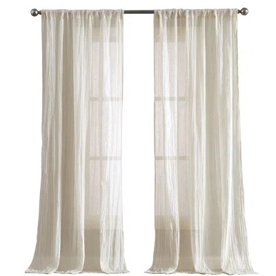 French Connection Charter Crushed Window Solid Semi-Sheer Curtain Panels Curtain Color: Natural, Siz | Wayfair North America
