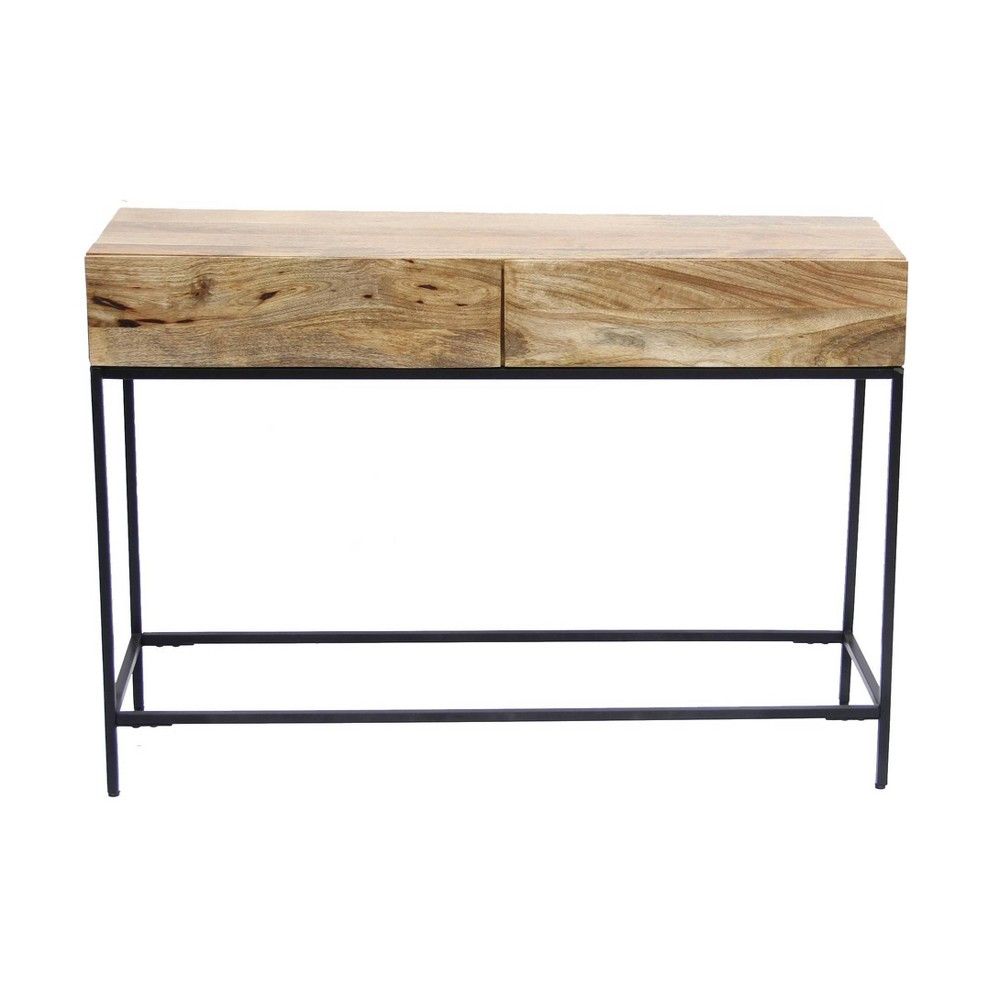 Mango Wood and Metal Console Table Natural Oak - The Urban Port | Target