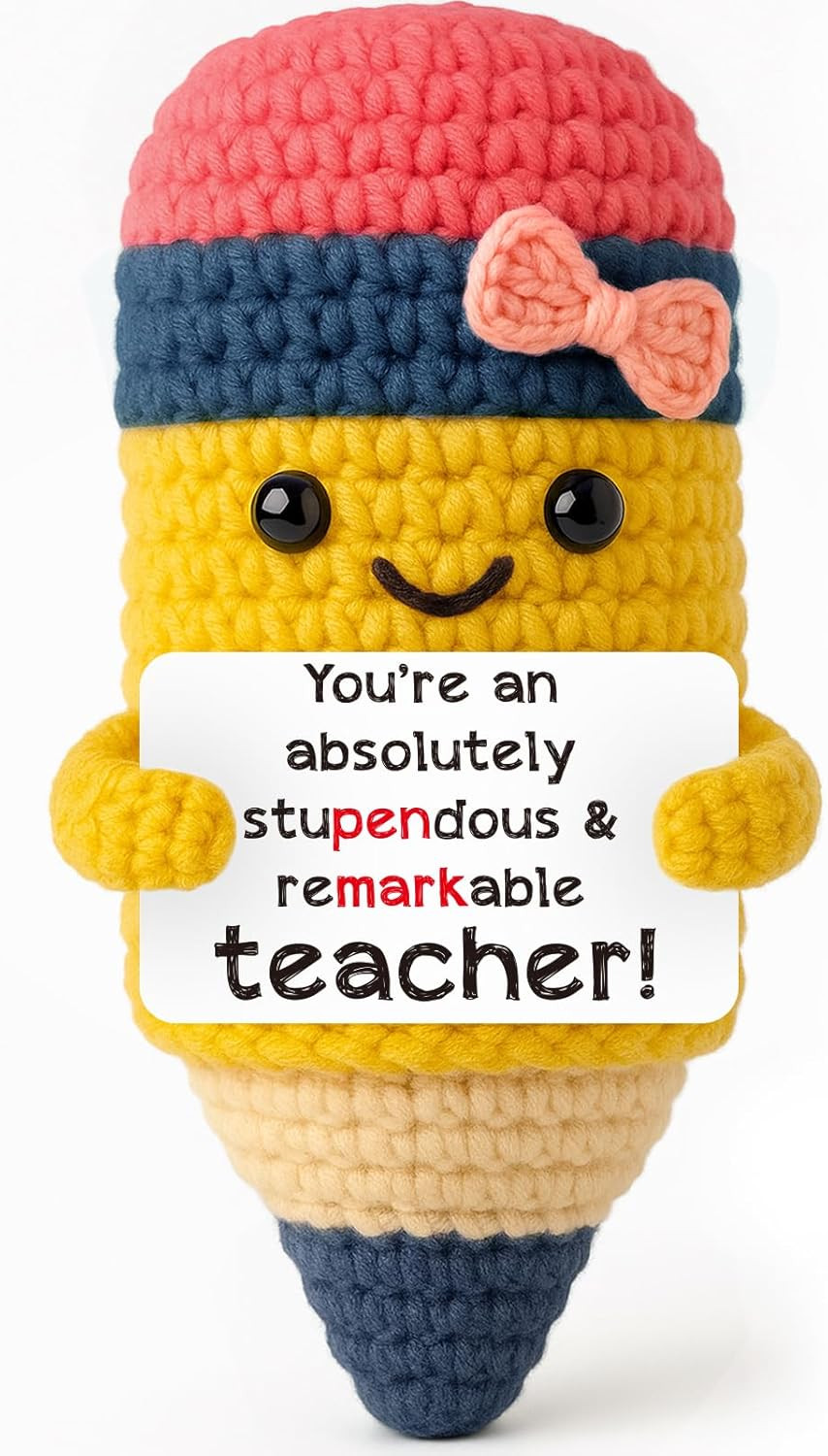 Mini Teacher Appreciation Gifts for Women Handmade Crochet Pencil Thank You Gift for Teacher & Pr... | Amazon (US)
