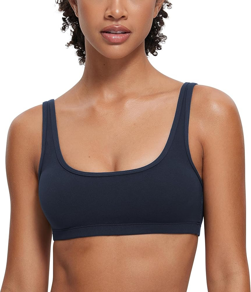 CRZ YOGA Butterluxe Mini Bra for Women - Scoop Neck Low Impact Wireless Sports Bra Yoga Cami Padd... | Amazon (US)