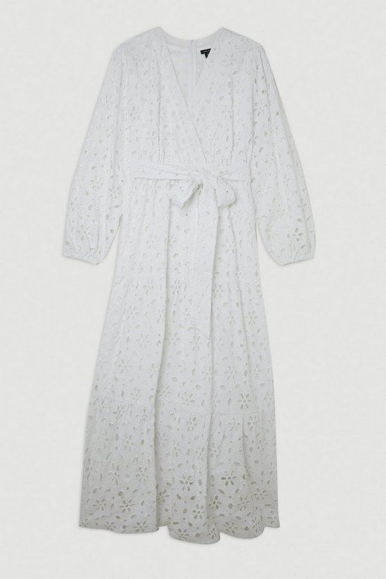 Cotton Broderie Woven Maxi Dress | Karen Millen UK + IE + DE + NL