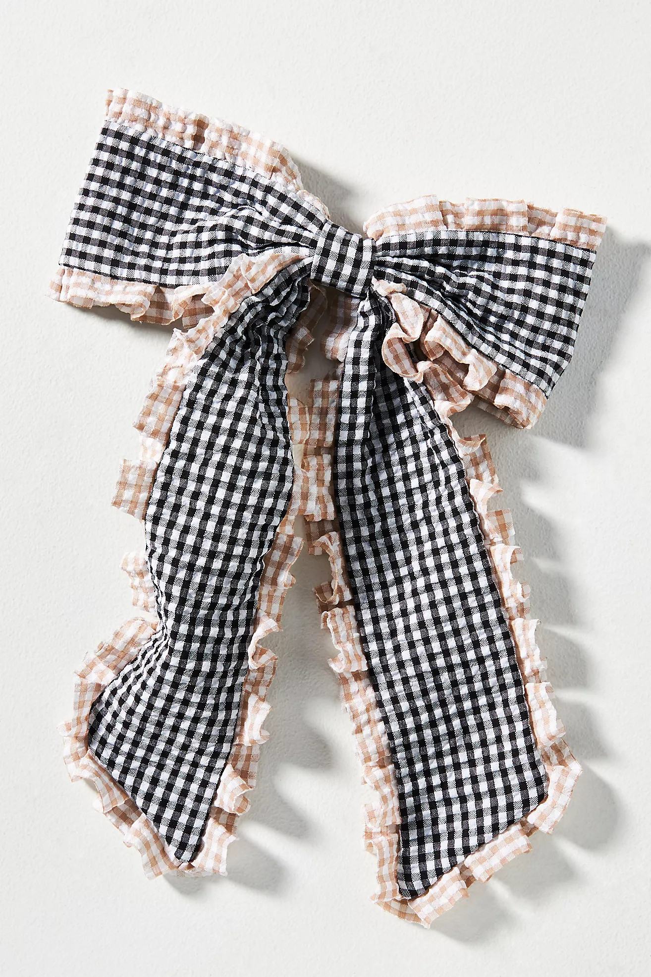 Gingham Ruffle Hair Bow Clip | Anthropologie (US)