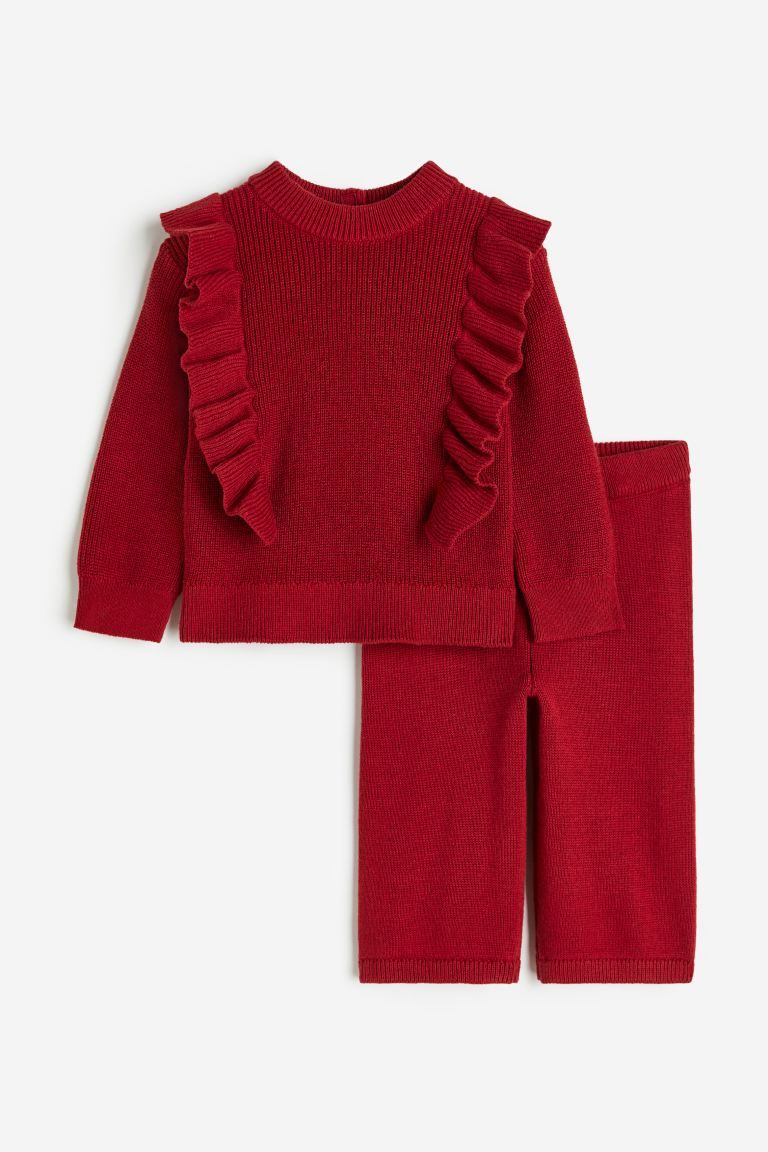 2-piece Knit Set - Dark red - Kids | H&M US | H&M (US + CA)