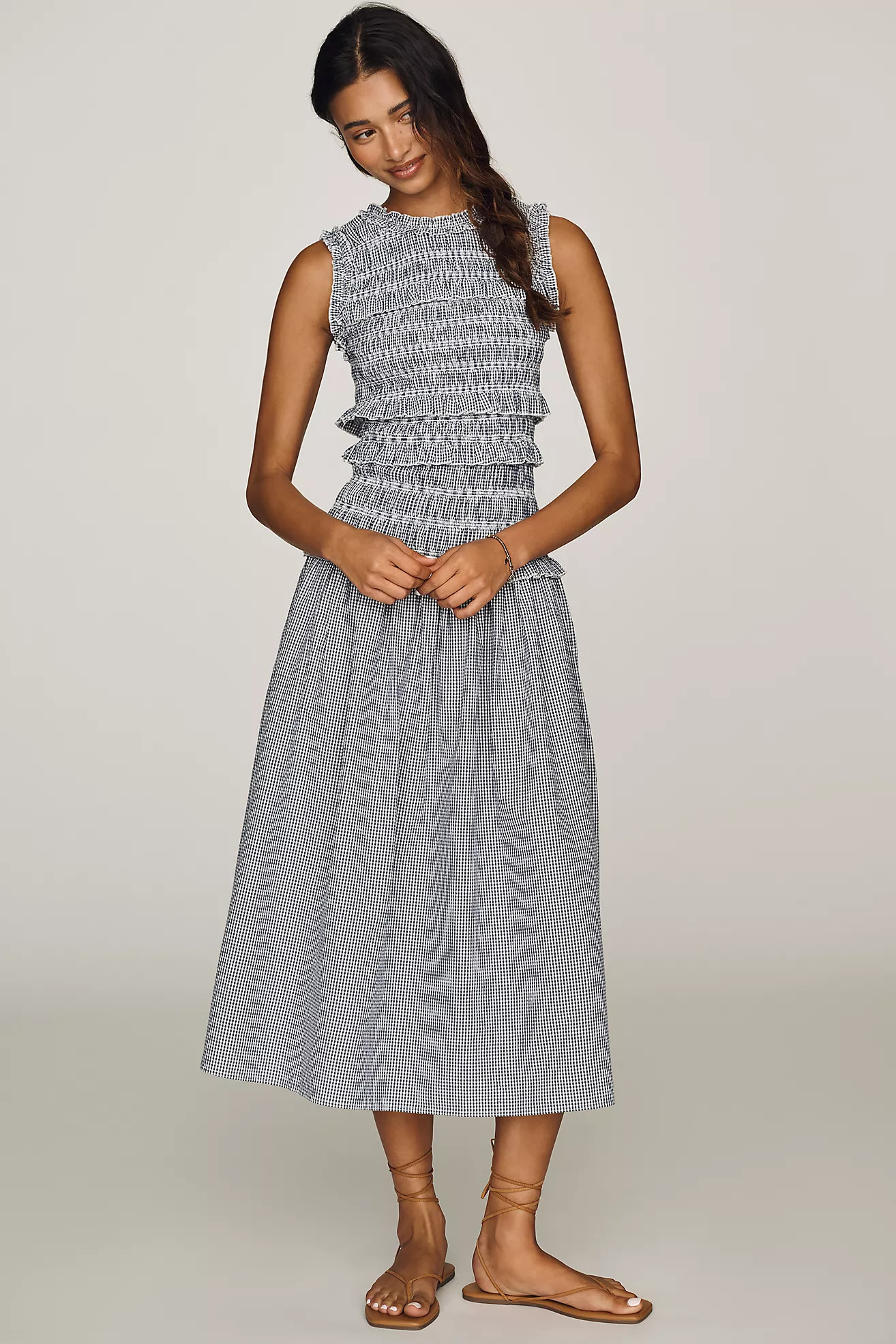 Rowing Blazers 100% Cotton Smocked Midi Dress | Anthropologie (US)