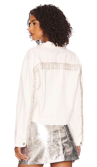 Raya Rhinestone Fringe Jacket in White | Revolve Clothing (Global)