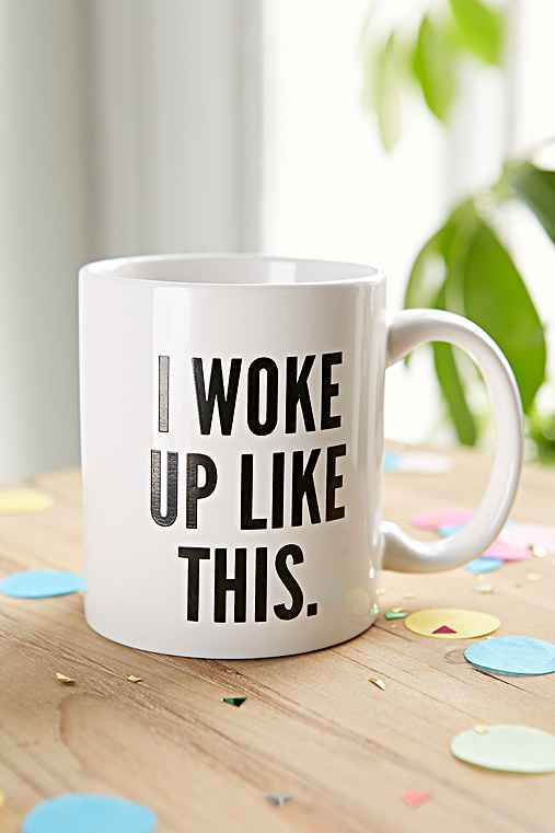 I Woke Up Like This Mug,BLACK & WHITE,ONE SIZE | Urban Outfitters US