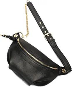 G GIRLFEEL Genuine Leather Fanny Packs Chest Bag Phone Purse with Metalic Chain for Women Mini Be... | Amazon (US)