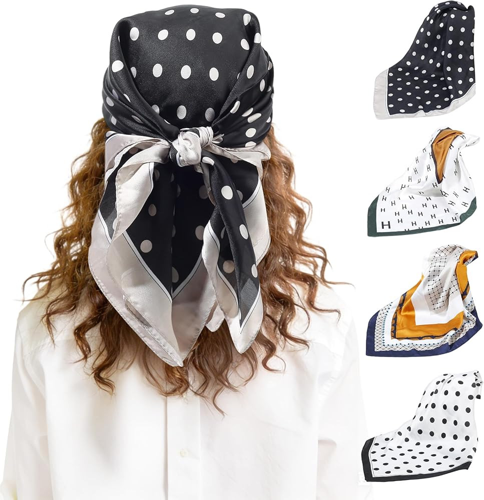 4Pcs Head Scarf for Women Like Silk Scarf Hair Bandana Square Scarf Fashion Accessories lightweig... | Amazon (US)