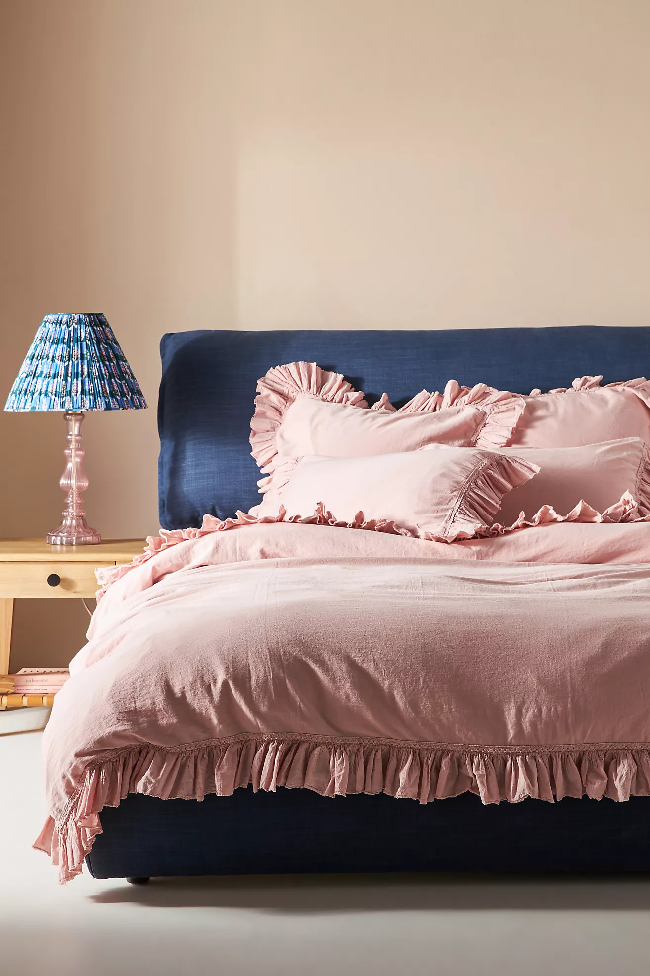 Organic Cotton Spa Sateen Ruffled Duvet Cover | Anthropologie (US)