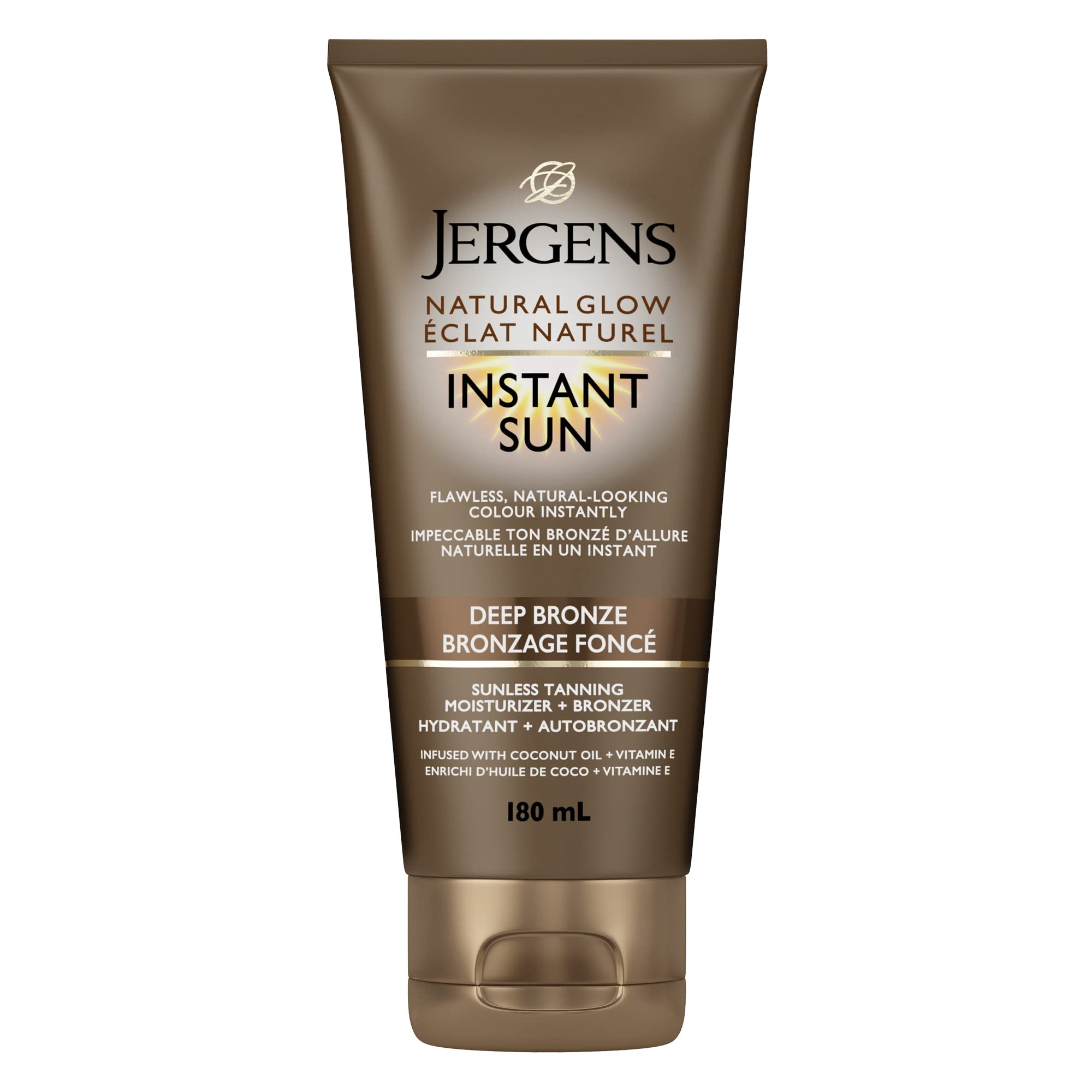 Jergens Natural Glow Instant Sun Sunless Tanning Moisturizer + Bronzer, Deep Bronze (180 mL) | Amazon (CA)