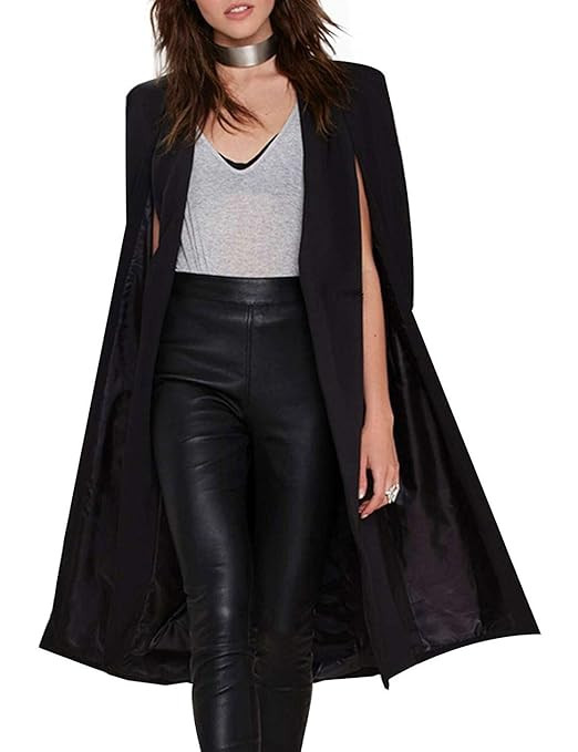 IRISIE Women Casual Open Front Cape Trench Duster Coat Longline Blazer | Amazon (US)