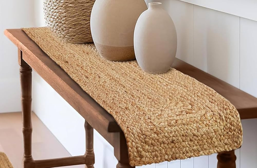 VDS Pack of 1 - Rectangle Jute Rug Braided Table Runner 100% Natural Burlap Reversible Rustic Hes... | Amazon (US)