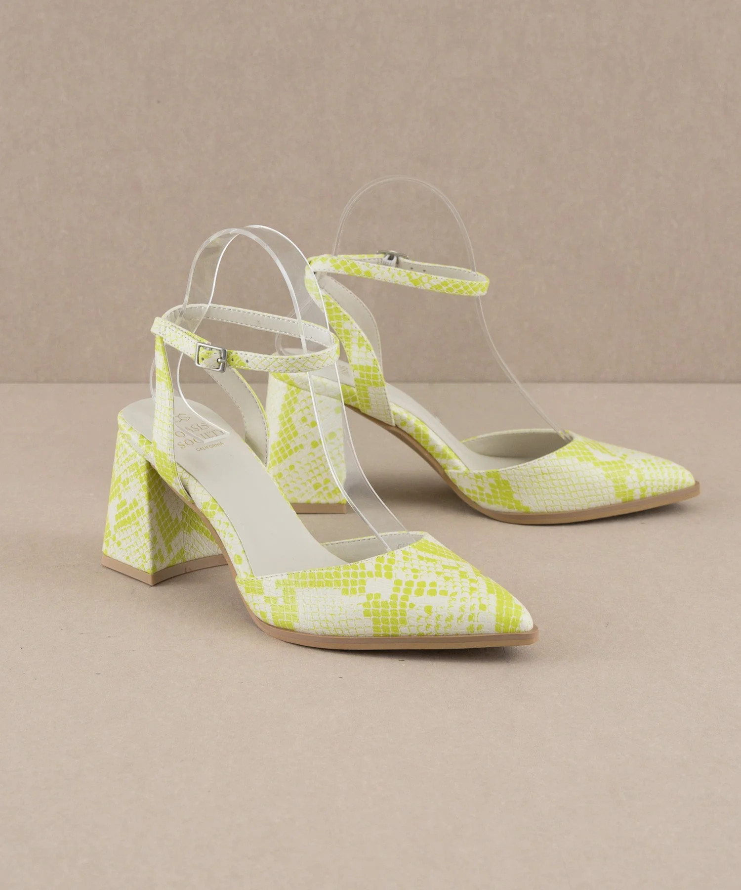 The Princess | Lime Pointed Toe Heel with Ankle Strap | Oasis Society