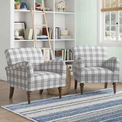 Arching Farmhouse 29.5" Wide Polyester Armchair with Solid Wood Legs | Wayfair North America
