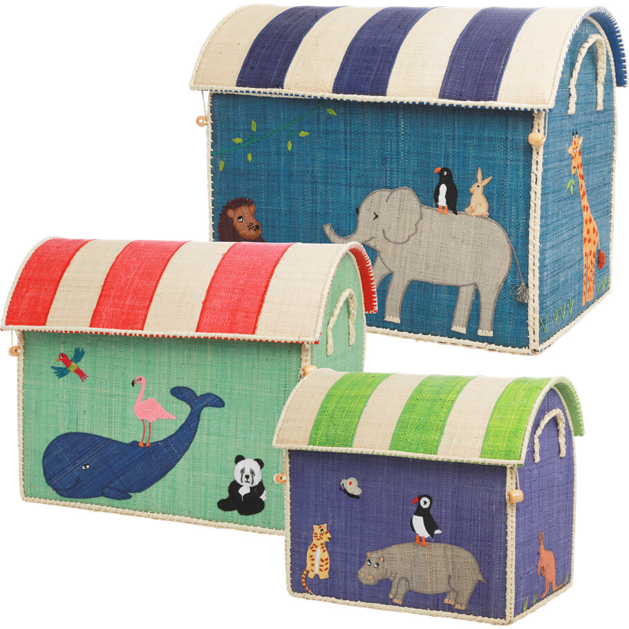 Raffia Themed Storage Baskets Set, Animal (Set Of 3) | Maisonette