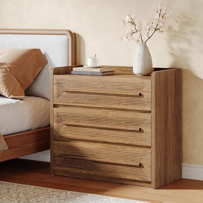 Tribesigns 32" Wide Nightstand, Large Night Stand with 3 Drawers, Oversized Nightstand Bedside Ta... | Amazon (US)