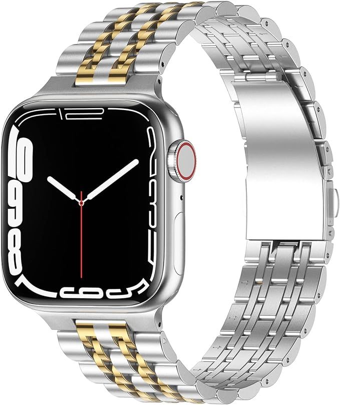 Anlinser Metal Strap Compatible with Apple Watch Straps 45mm 44mm 42mm 41mm 40mm 38mm, Adjustable... | Amazon (UK)