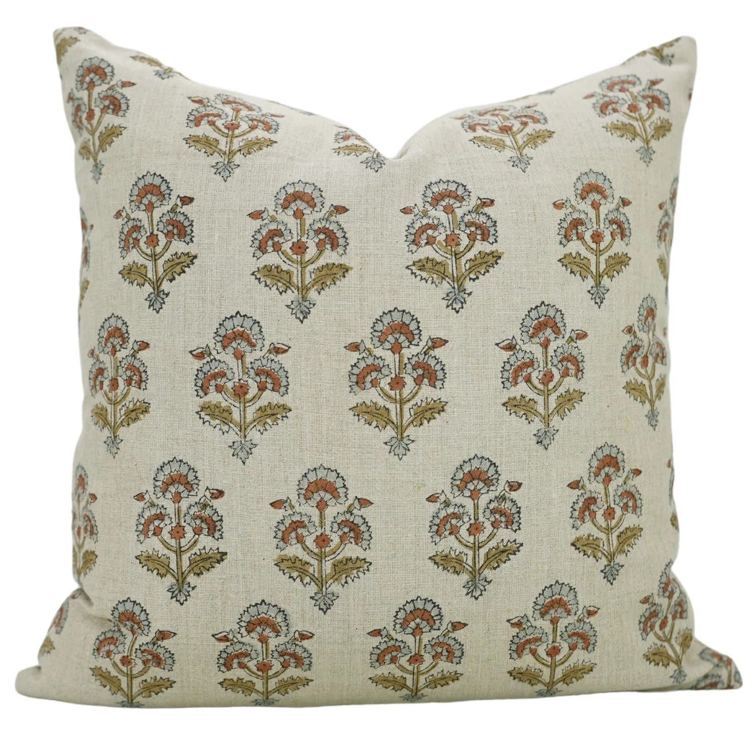 Fabdivine linen blend pillowcase cushion cover, throw, block print (vishal pushp, blue) 20"x20" | Wayfair North America