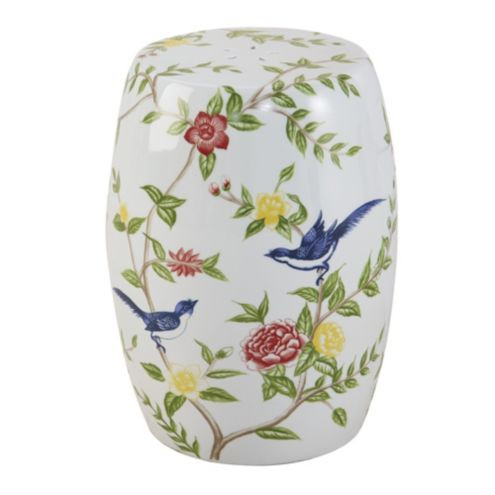 Joanna Garden Stool Bird Print Ceramic Indoor Outdoor Accent Furniture | Ballard Designs, Inc.