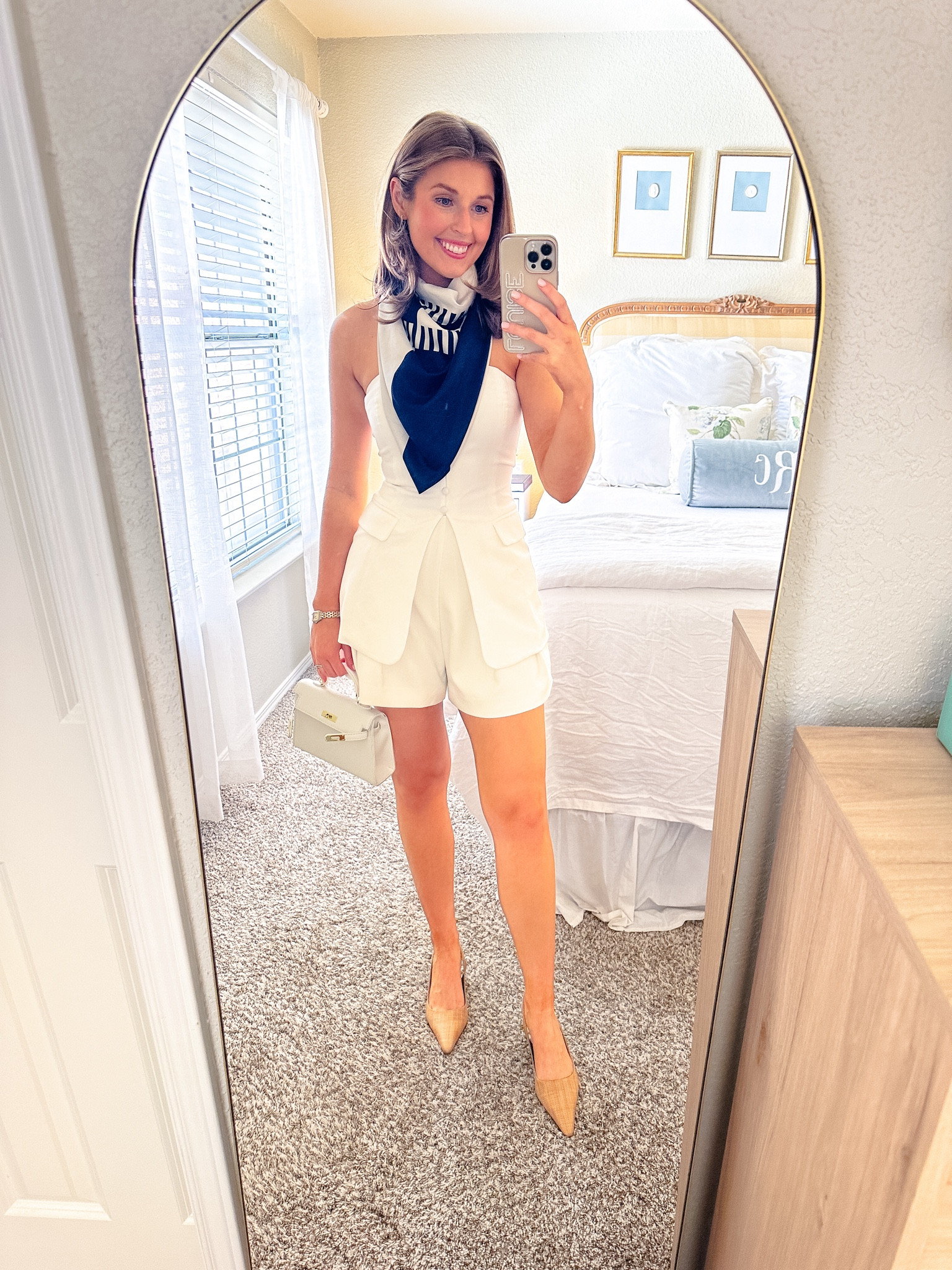 Chic summer outfit! Wearing an XS in top and S in shorts (could have done XS — they have stretch!) scarf is old from H&M!

Summer style // summer vacation // summer outfit 

#LTKSeasonal #LTKstyletip