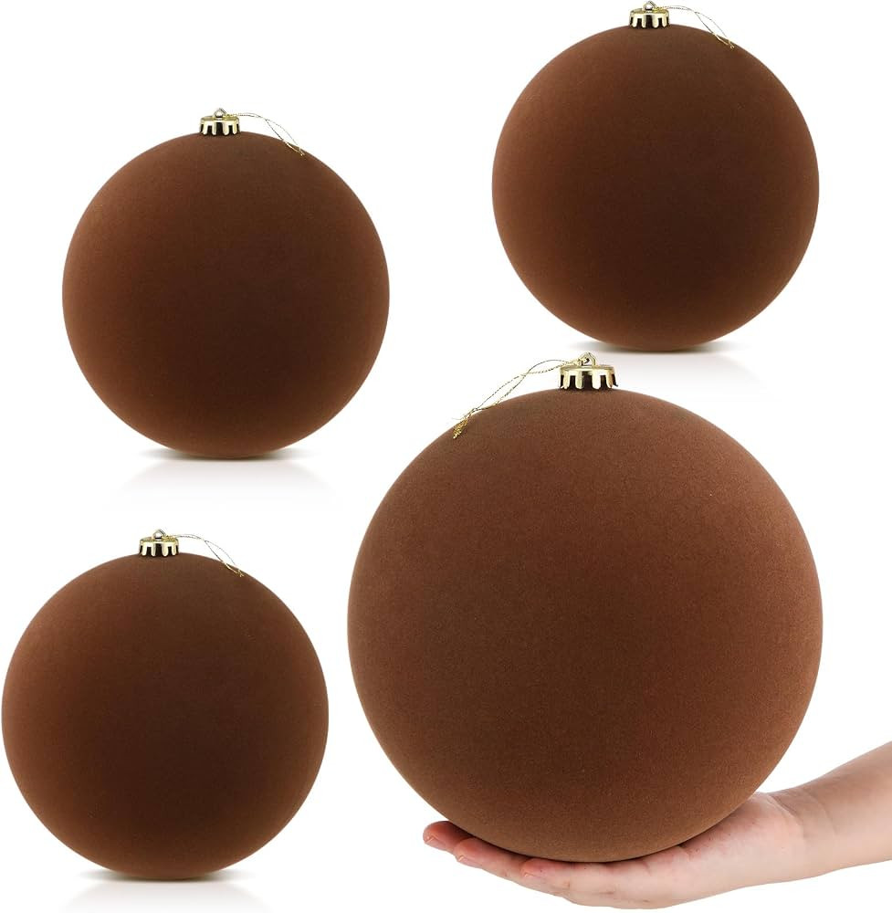4 Pcs 8 Inch Extra Large Velvet Christmas Balls Oversized Huge Big Christmas Tree Balls Ornaments... | Amazon (US)