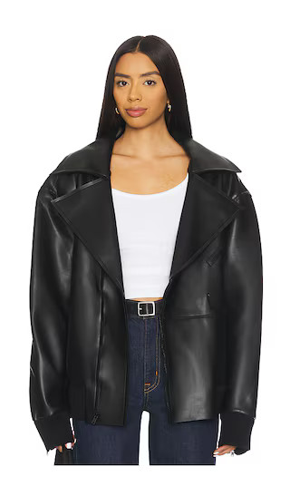 Norma Kamali Oversized Moto Jacket in Black. - size S | Revolve Clothing (Global)