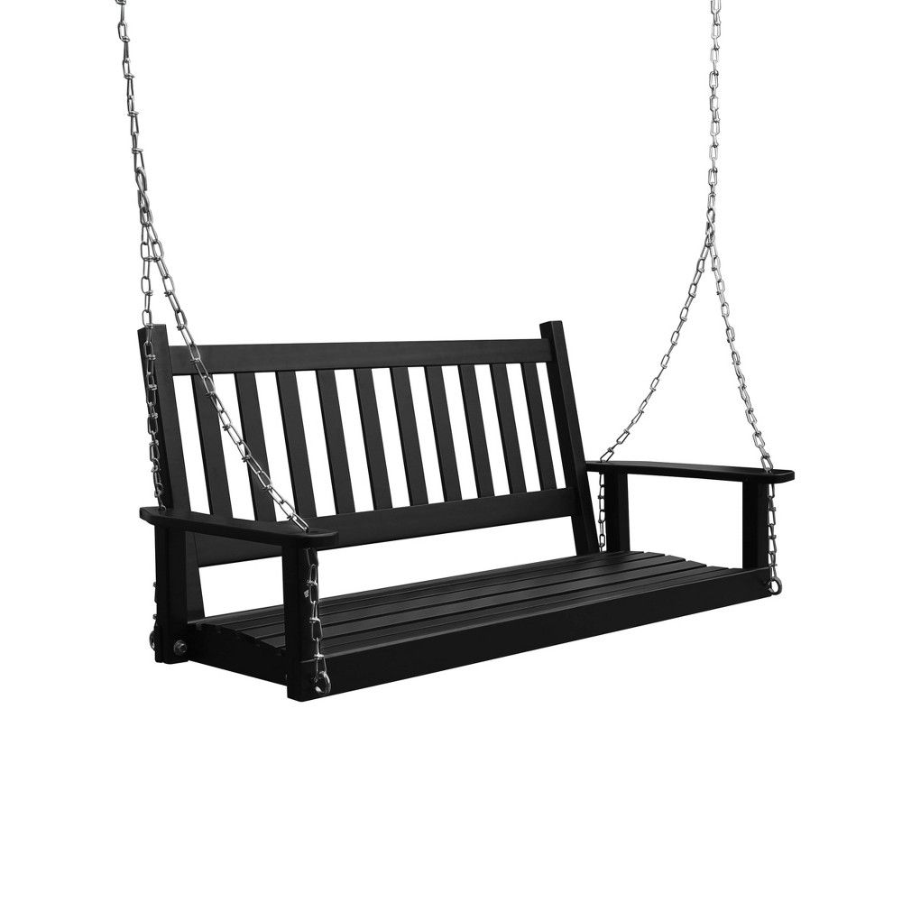 2 Person Outdoor Patio Wooden Porch Swing - Black - Veikous | Target