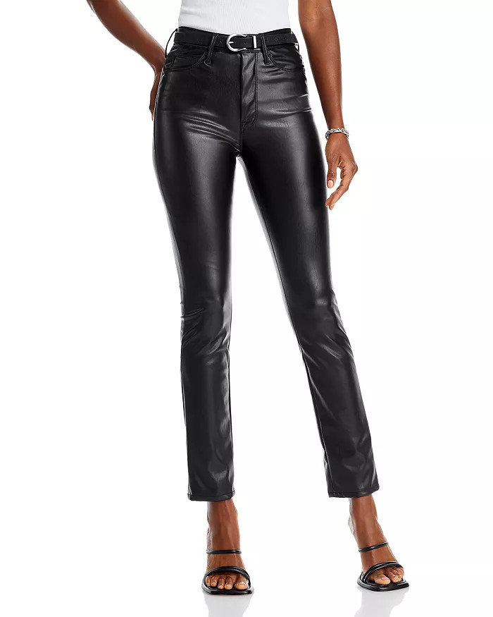 The Dazzler High Rise Faux Leather Straight Leg Jeans in Black | Bloomingdale's (US)