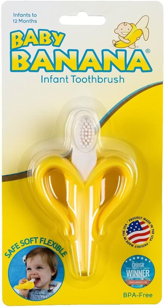Baby Banana Yellow Banana Infant Toothbrush, Easy to Hold, Made in the USA, Train Infants Babies ... | Amazon (US)