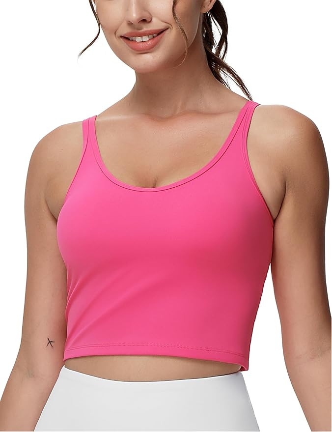 THE GYM PEOPLE Women's Longline Sports Bra Removable Padded Wireless Workout Yoga Tank Tops | Amazon (US)