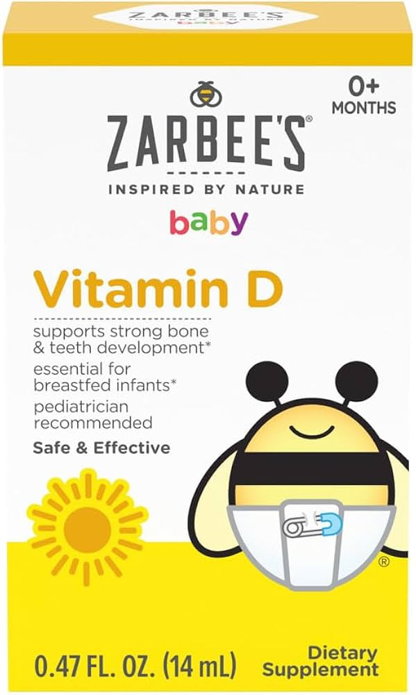 Zarbee's Vitamin D Drops for Infants, 400IU (10mcg) Baby & Toddler Liquid Supplement, Newborn & U... | Amazon (US)