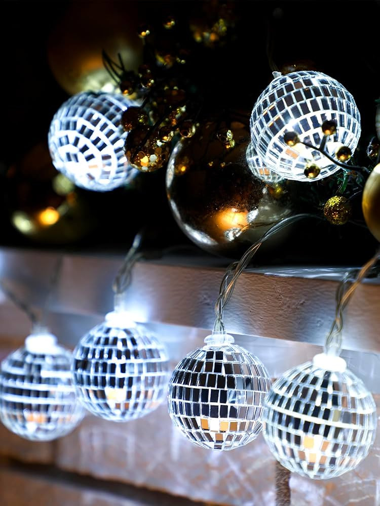 BBTO 10 LED Disco Ball String Light Mirror Disco Ball Ornaments 70s 80s 90s Disco Party Supplies ... | Amazon (CA)