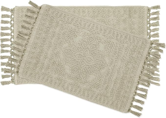 French Connection Nellore Bathroom Rugs, Set of 2 Woven and Beaded Bathroom Mats, Durable Bath Ru... | Amazon (US)