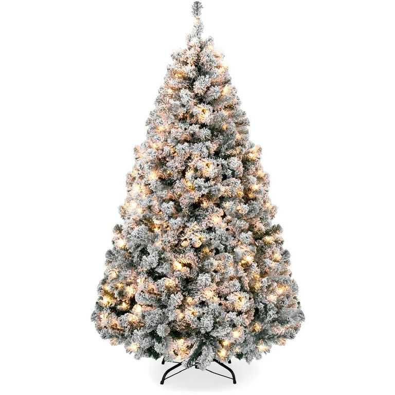 Best Choice Products 9ft Pre-Lit Holiday Christmas Pine Tree w/ Snow Flocked Branches, 900 Warm W... | Walmart (US)