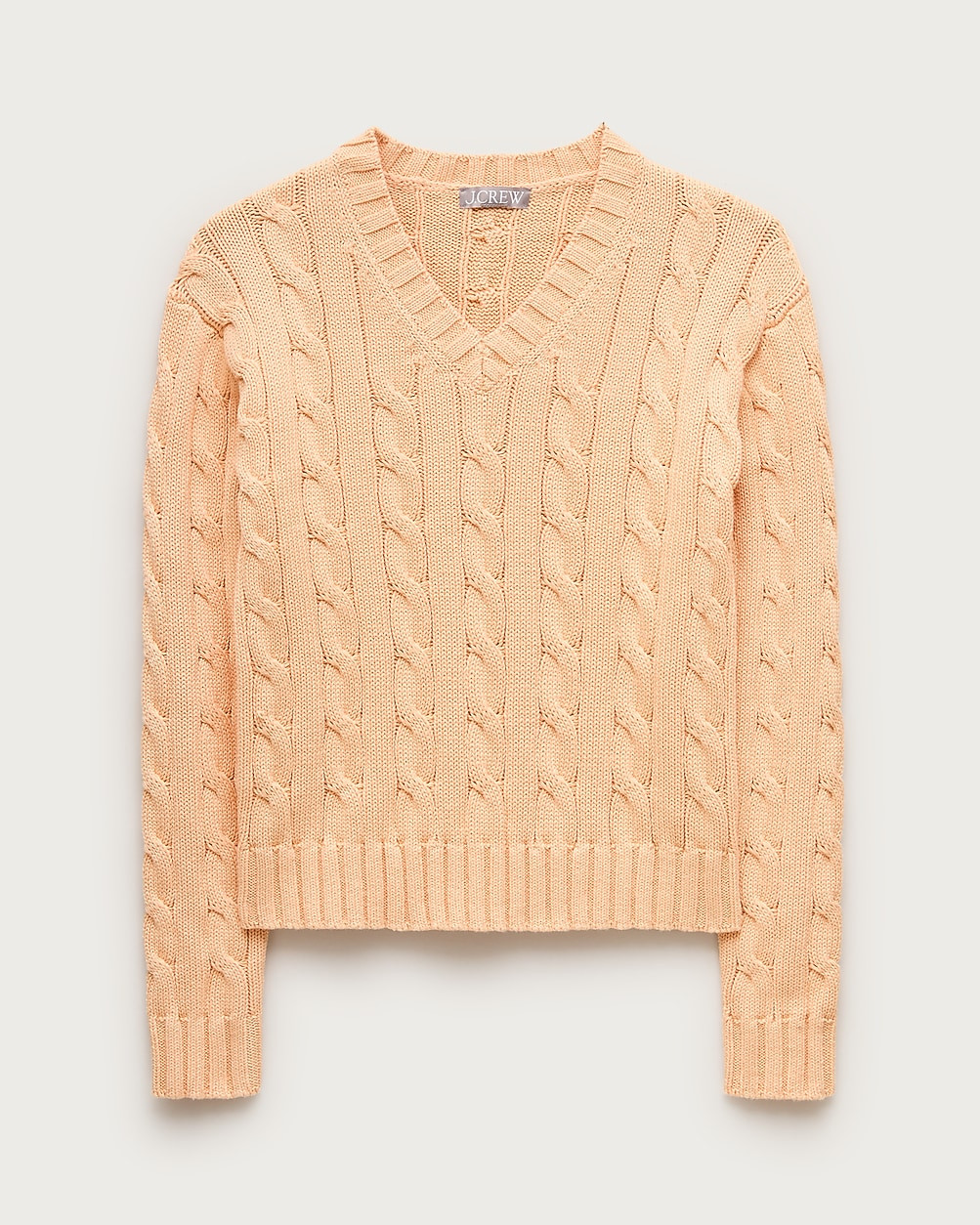 Cable-knit high V-neck sweater in heritage cotton | J. Crew US