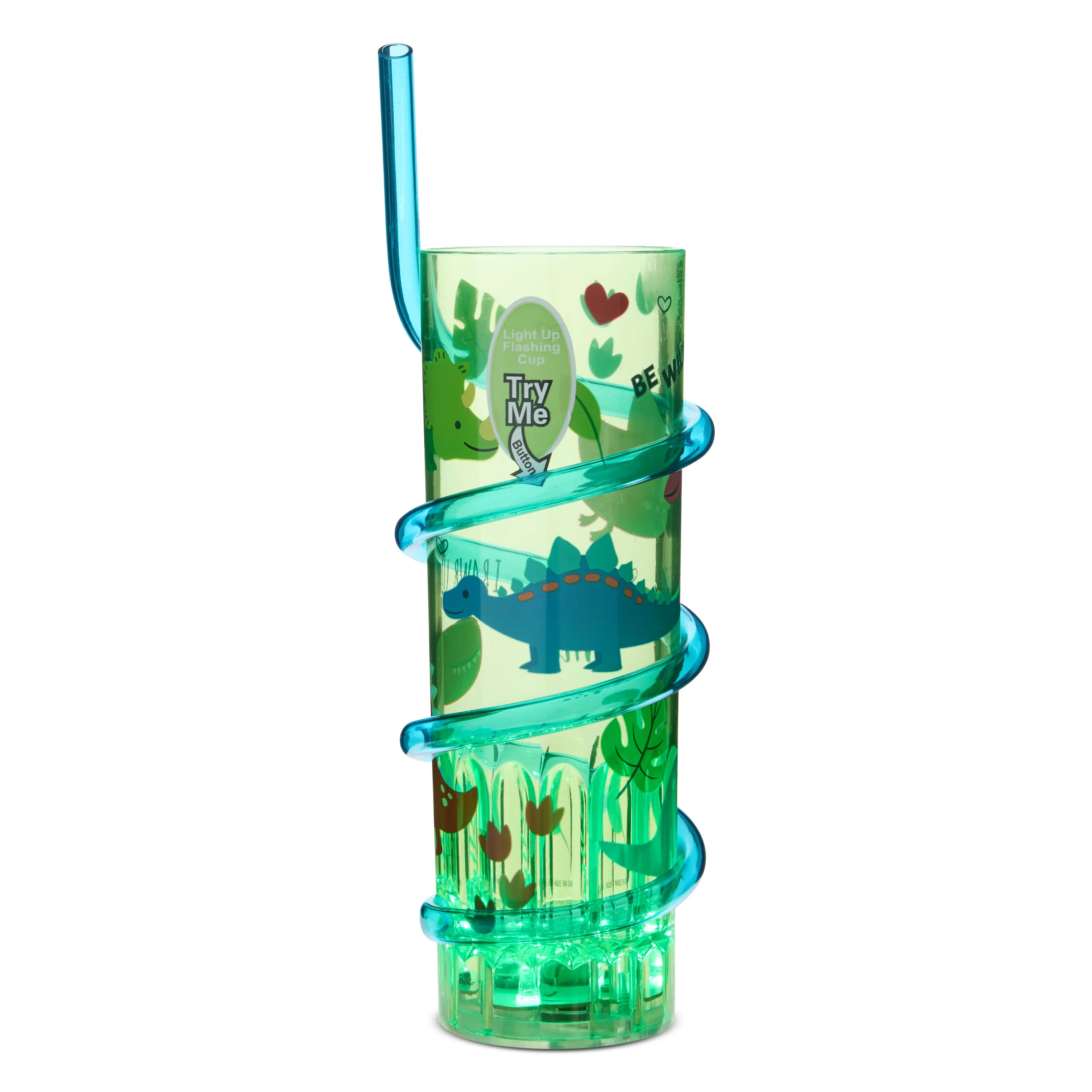 Light-Up Cup with Swirly Straw, Green, 8 oz, Valentine's Day by Way To Celebrate | Walmart (US)