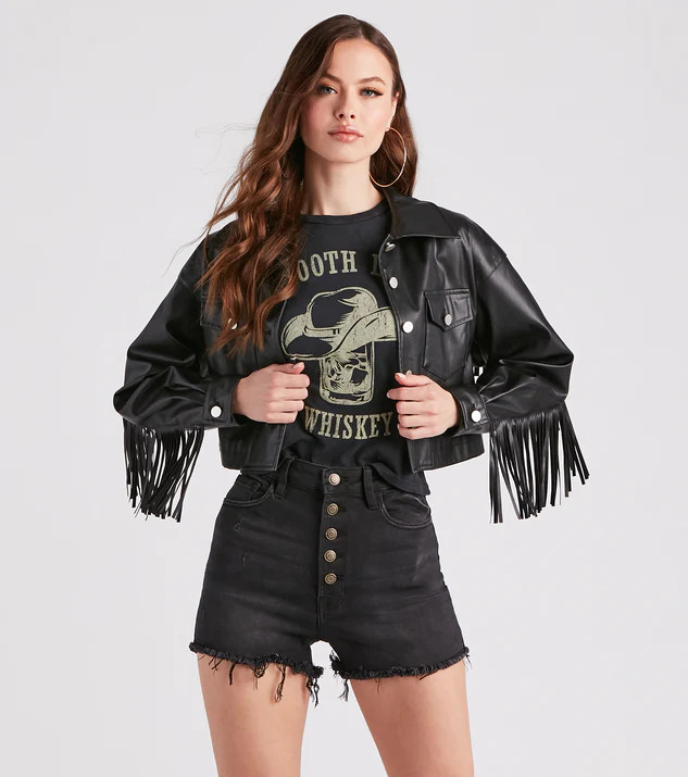 Wild Retro Faux Leather Fringe Jacket | Windsor Stores