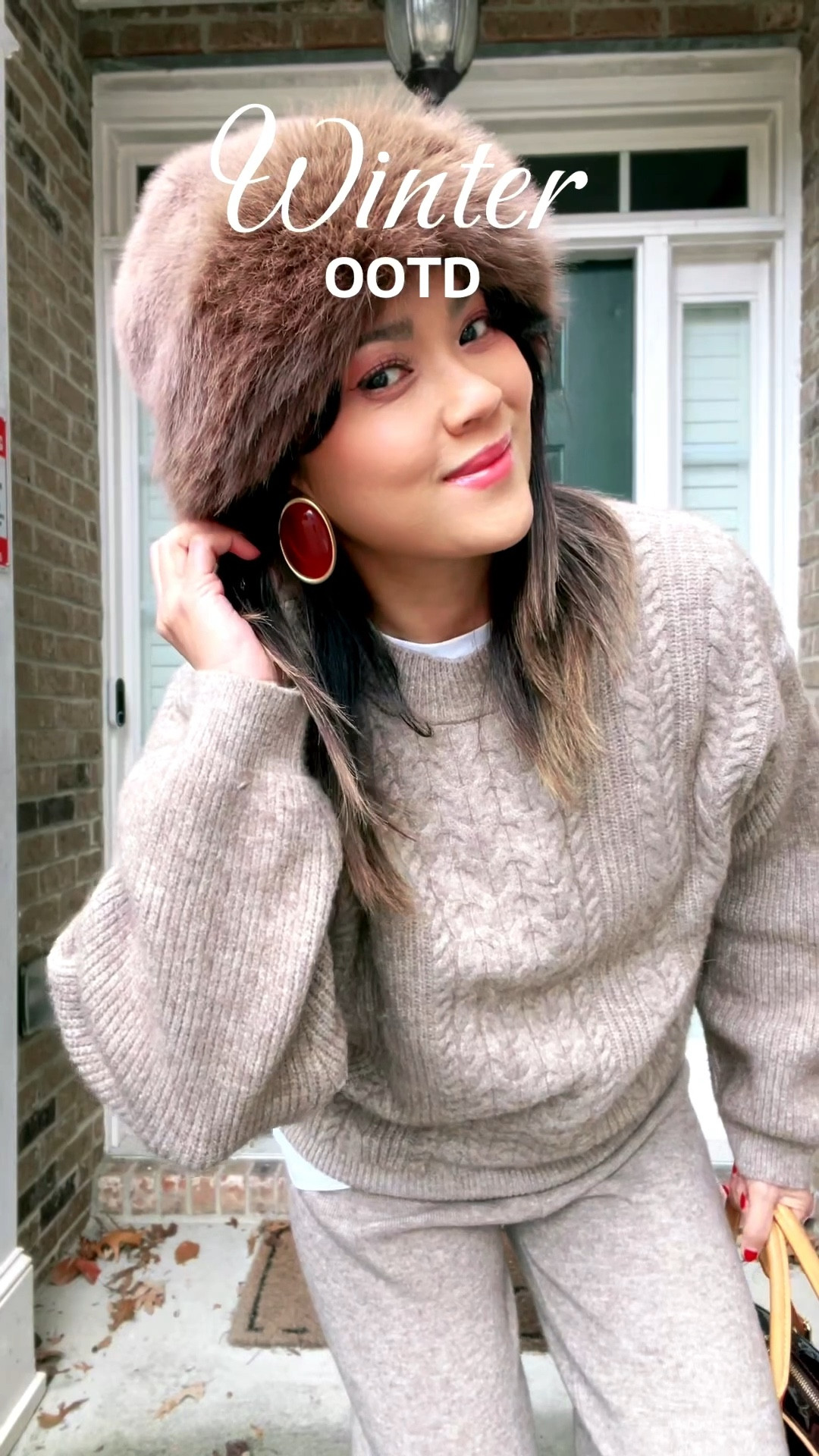 This is my Winter uniform. 
Cable-knit co-ord keeping me warm without even needing a jacket.
Also me: Let me top it off with a fur hat because I’m dramatic like that. 😂

#LTKPetite #LTKOver40 #LTKootd