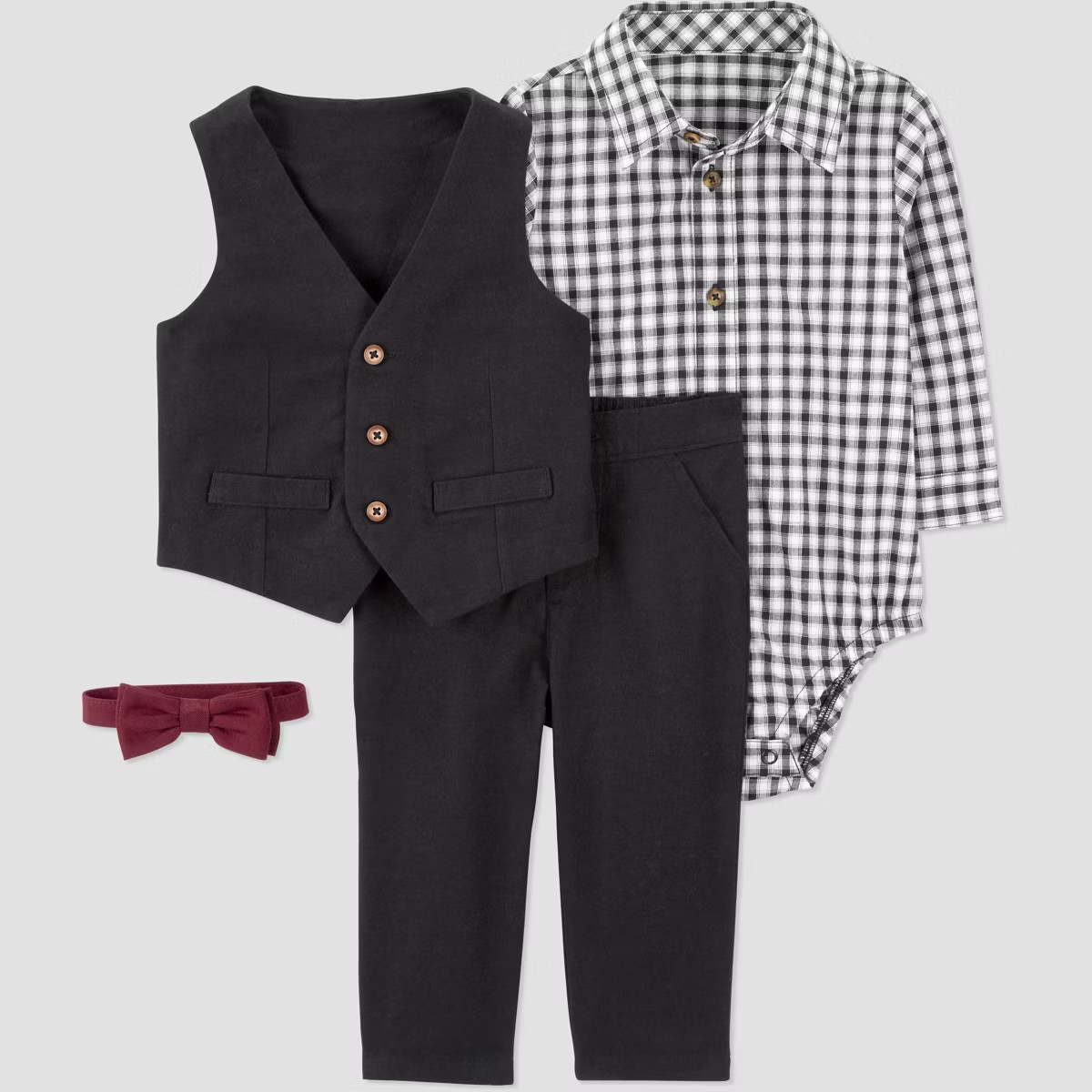 Carter's Just One You® Baby Boys' 4pc Holiday Plaid Bow Tie Set - Black | Target