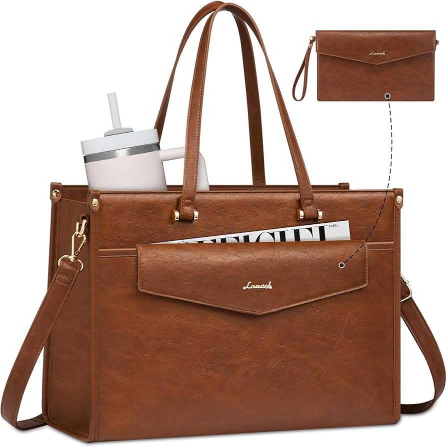 LOVEVOOK Laptop Bag for Women, 15.6'' Laptop Tote Purse 2-in-1 Professional Work Bag Business Bri... | Amazon (US)
